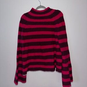 NWT Bell Sleeve Pink and Purple Striped Sweater